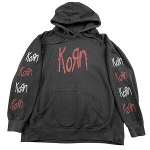 Korn Hoodie Mens XXL Black Serenity of Suffering Y2K NuMetal w/ Drawstrings